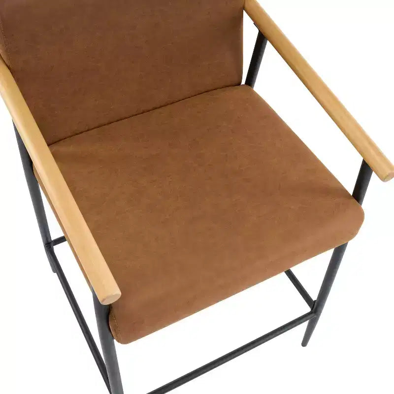 Christopher Knight Home, lot de 2 tabourets de comptoir Ruby Mid-Century Modern, rembourrés avec cadre en fer, hauteur comptoir, marron