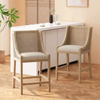 Tabouret de bar Christopher Knight Home Cataldo en bois et rotin, hauteur comptoir, 64,8 cm, beige/naturel