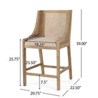 Tabouret de bar Christopher Knight Home Cataldo en bois et rotin, hauteur comptoir, 64,8 cm, beige/naturel