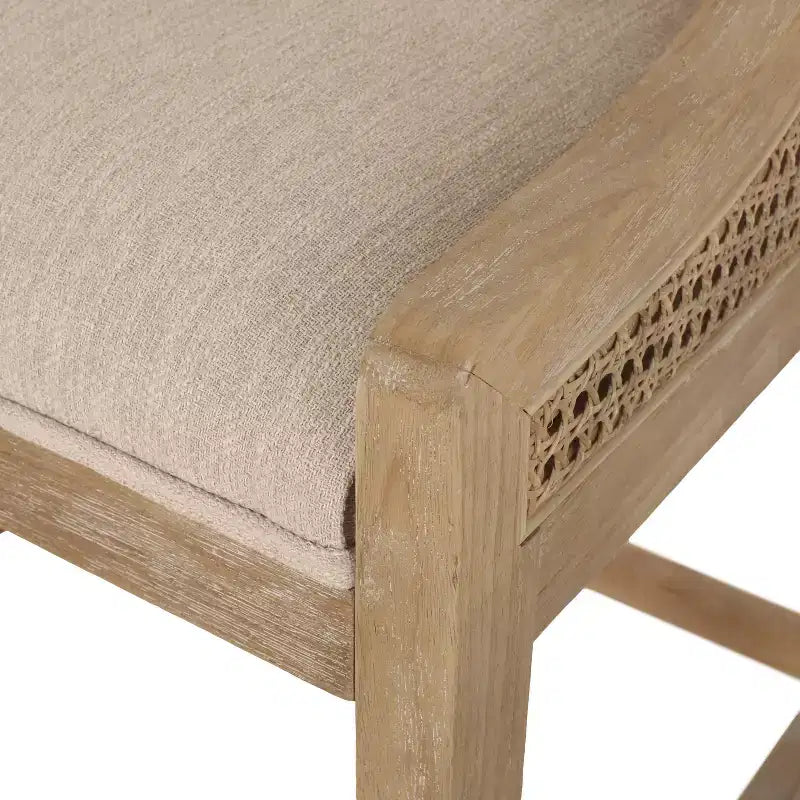 Tabouret de bar Christopher Knight Home Cataldo en bois et rotin, hauteur comptoir, 64,8 cm, beige/naturel
