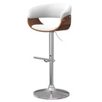 WyndenHall Caylor Adjustable Swivel Barstool White: Oval Faux Leather, Steel Legs, Foam Padded Back