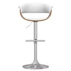 Tabouret de bar réglable pivotant WyndenHall Caylor Blanc : Cuir synthétique ovale, pieds en acier, dossier rembourré en mousse