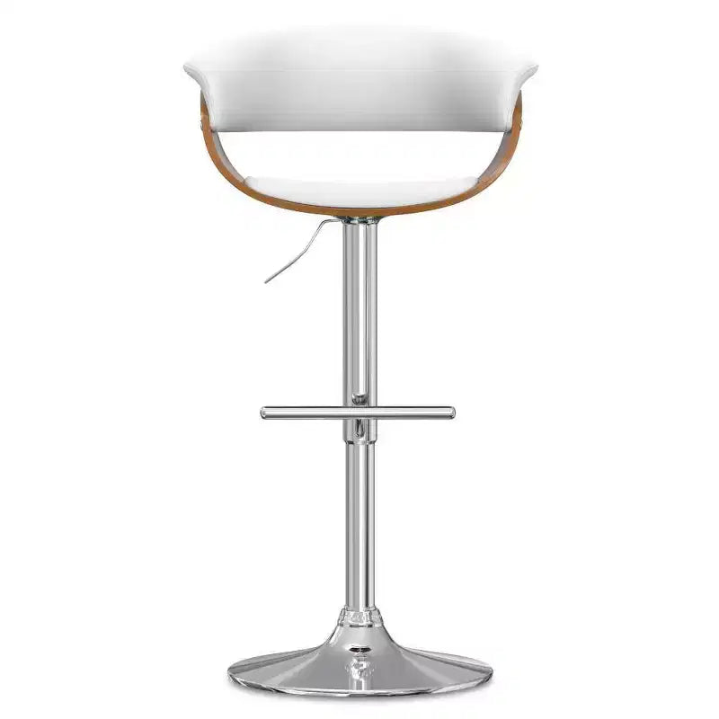 Tabouret de bar réglable pivotant WyndenHall Caylor Blanc : Cuir synthétique ovale, pieds en acier, dossier rembourré en mousse