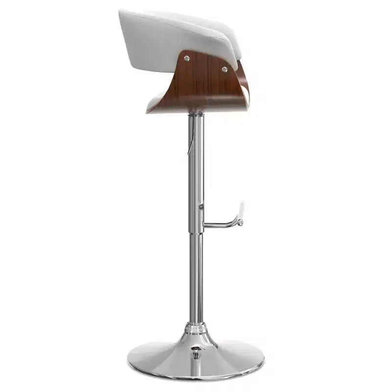 Tabouret de bar réglable pivotant WyndenHall Caylor Blanc : Cuir synthétique ovale, pieds en acier, dossier rembourré en mousse