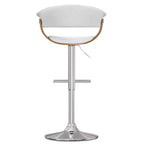 Tabouret de bar réglable pivotant WyndenHall Caylor Blanc : Cuir synthétique ovale, pieds en acier, dossier rembourré en mousse