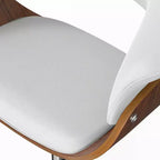 Tabouret de bar réglable pivotant WyndenHall Caylor Blanc : Cuir synthétique ovale, pieds en acier, dossier rembourré en mousse