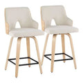 Set of 2 Stella Counter Height Barstools: Swivel, Full Back, Upholstered - LumiSource