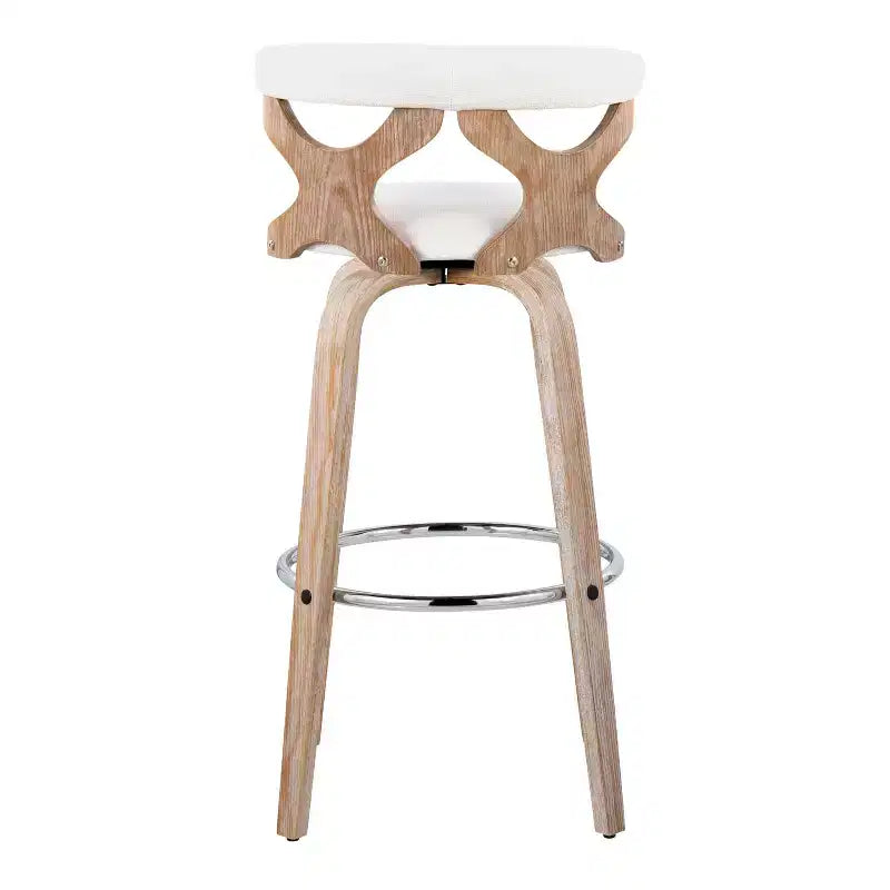 LumiSource Ensemble de 2 tabourets de bar Gardenia Blanc/Crème : Tabourets de bar contemporains pivotants avec dossier, style ferme