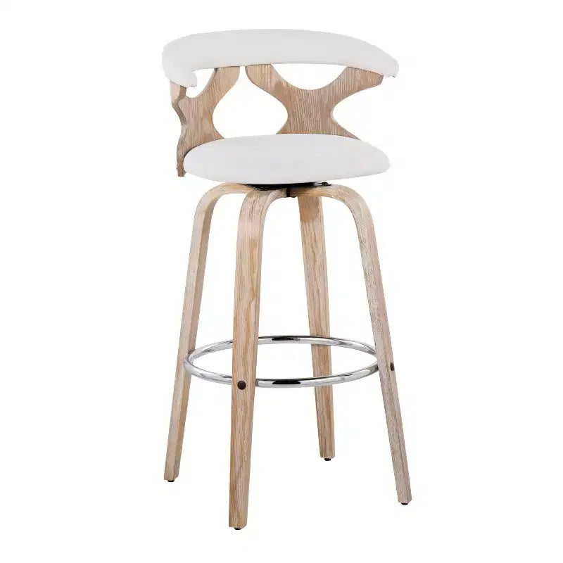 LumiSource Ensemble de 2 tabourets de bar Gardenia Blanc/Crème : Tabourets de bar contemporains pivotants avec dossier, style ferme