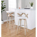 LumiSource Ensemble de 2 tabourets de bar Gardenia Blanc/Crème : Tabourets de bar contemporains pivotants avec dossier, style ferme