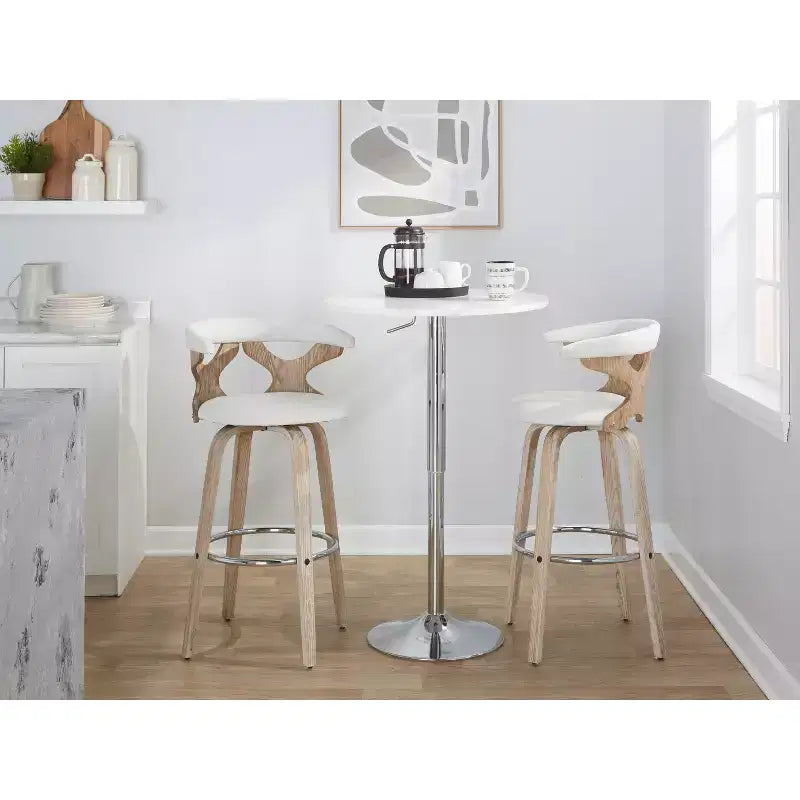 LumiSource Ensemble de 2 tabourets de bar Gardenia Blanc/Crème : Tabourets de bar contemporains pivotants avec dossier, style ferme