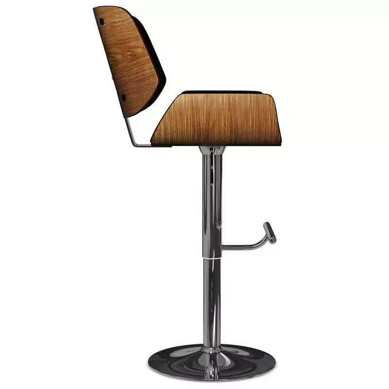 Tabouret de bar pivotant réglable WyndenHall Maren noir : style moderne du milieu du siècle, similicuir, pieds en métal