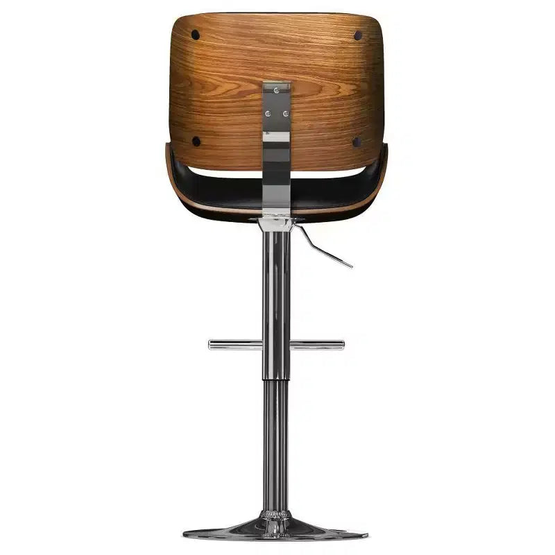 Tabouret de bar pivotant réglable WyndenHall Maren noir : style moderne du milieu du siècle, similicuir, pieds en métal