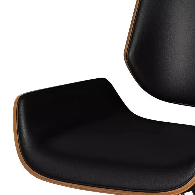 Tabouret de bar pivotant réglable WyndenHall Maren noir : style moderne du milieu du siècle, similicuir, pieds en métal