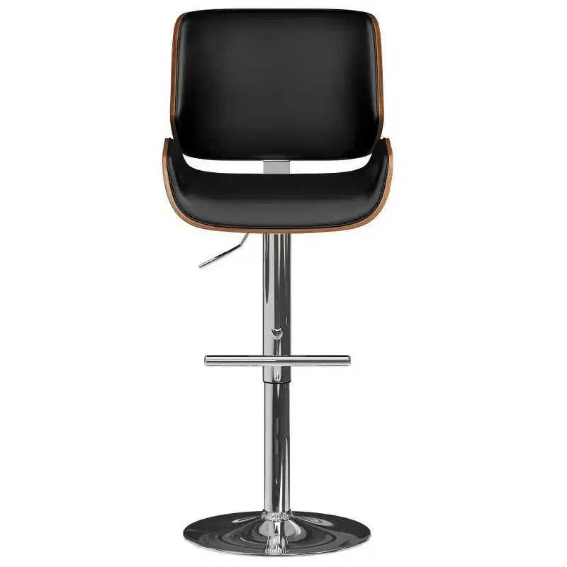 Tabouret de bar pivotant réglable WyndenHall Maren noir : style moderne du milieu du siècle, similicuir, pieds en métal