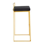 LumiSource Lot de 3 tabourets de bar empilables Fuji Or/Velours noir