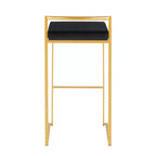 LumiSource Lot de 3 tabourets de bar empilables Fuji Or/Velours noir