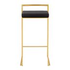 LumiSource Lot de 3 tabourets de bar empilables Fuji Or/Velours noir