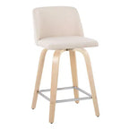 Lot de 2 tabourets de bar hauteur comptoir Toriano Naturel/Crème/Chrome - LumiSource : Style scandinave, Pivotant, Rembourré