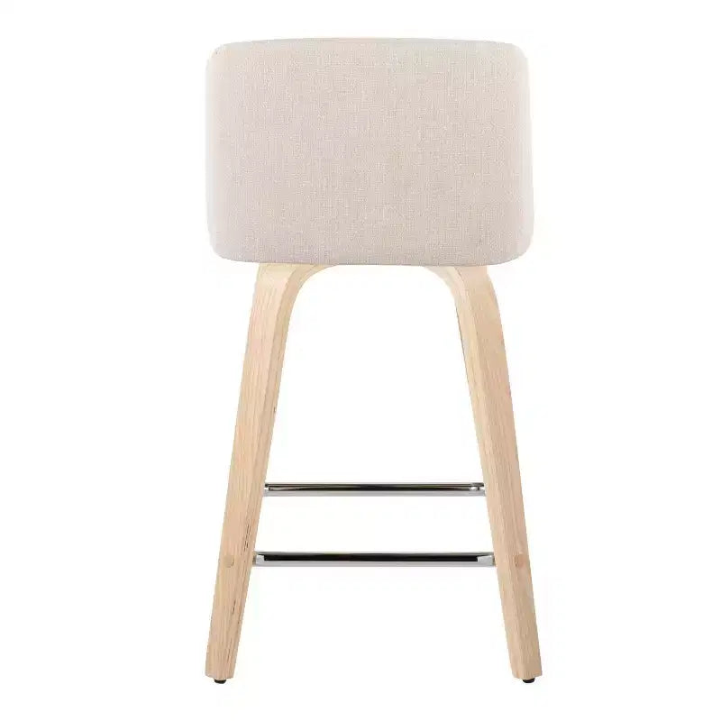 Lot de 2 tabourets de bar hauteur comptoir Toriano Naturel/Crème/Chrome - LumiSource : Style scandinave, Pivotant, Rembourré