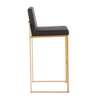 LumiSource Ensemble de 3 tabourets de bar Fuji à dossier haut en acier doré/PU noir