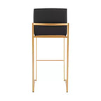 LumiSource Ensemble de 3 tabourets de bar Fuji à dossier haut en acier doré/PU noir