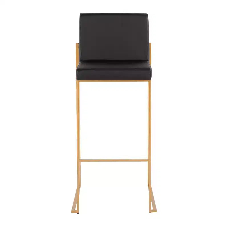 LumiSource Ensemble de 3 tabourets de bar Fuji à dossier haut en acier doré/PU noir