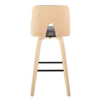 LumiSource Lot de 2 tabourets de bar Stella Naturel/Gris clair/Noir : Milieu du siècle moderne, pivotant, repose-pieds, cadre en bois