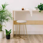 Holli Zollinger Adobo Rain Tabouret de bar hauteur comptoir Noir/Doré - Deny Designs : Faux cuir, Pieds en acier, Forme ronde