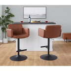 Tabouret de bar réglable LumiSource Stout Métal noir/PU couleur camel