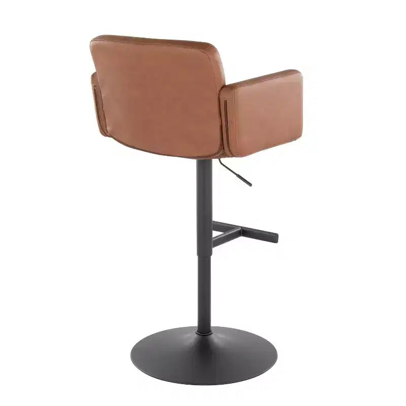 Tabouret de bar réglable LumiSource Stout Métal noir/PU couleur camel