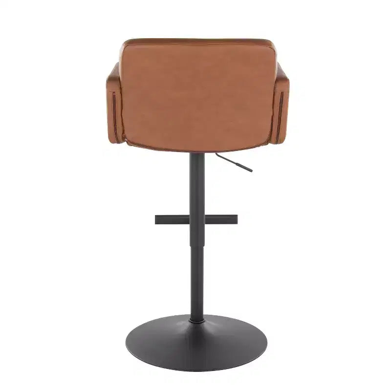 Tabouret de bar réglable LumiSource Stout Métal noir/PU couleur camel