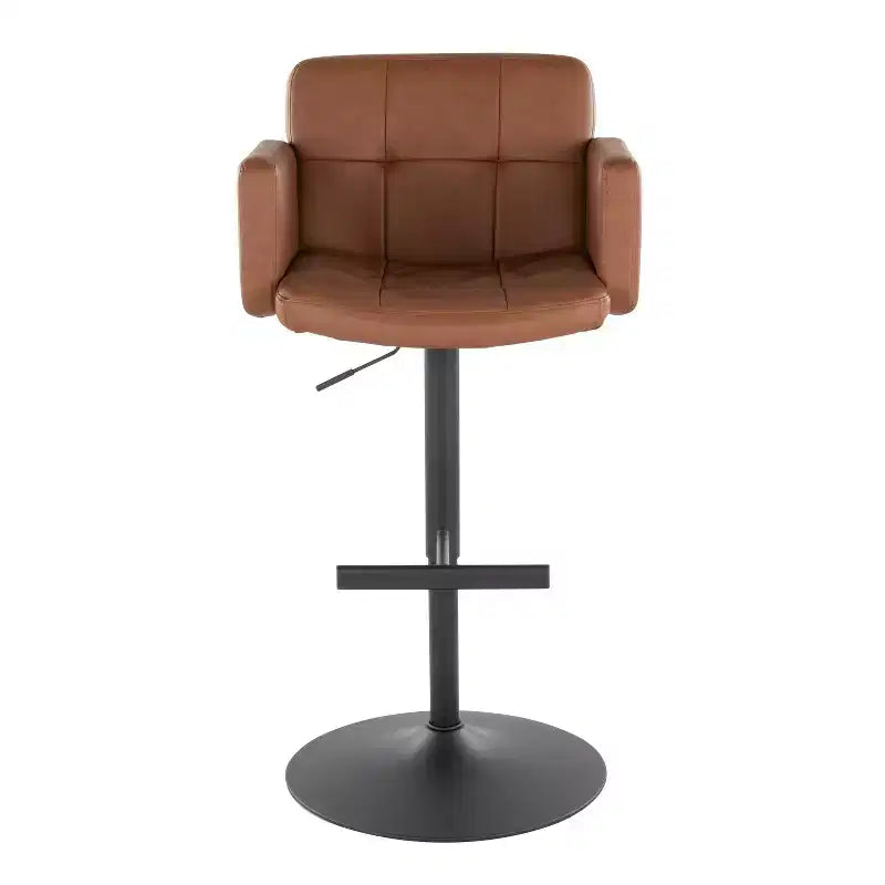Tabouret de bar réglable LumiSource Stout Métal noir/PU couleur camel