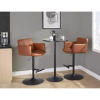 Tabouret de bar réglable LumiSource Stout Métal noir/PU couleur camel