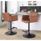 Tabouret de bar réglable LumiSource Stout Métal noir/PU couleur camel