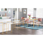 LumiSource Ensemble de 3 tabourets de bar Fuji Stacker Hauteur comptoir Velours doré/blanc