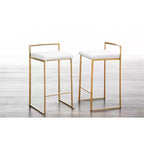 LumiSource Ensemble de 3 tabourets de bar Fuji Stacker Hauteur comptoir Velours doré/blanc