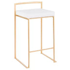 LumiSource Ensemble de 3 tabourets de bar Fuji Stacker Hauteur comptoir Velours doré/blanc