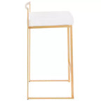 LumiSource Ensemble de 3 tabourets de bar Fuji Stacker Hauteur comptoir Velours doré/blanc