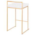 LumiSource Ensemble de 3 tabourets de bar Fuji Stacker Hauteur comptoir Velours doré/blanc