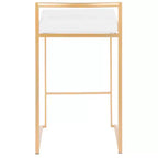 LumiSource Ensemble de 3 tabourets de bar Fuji Stacker Hauteur comptoir Velours doré/blanc