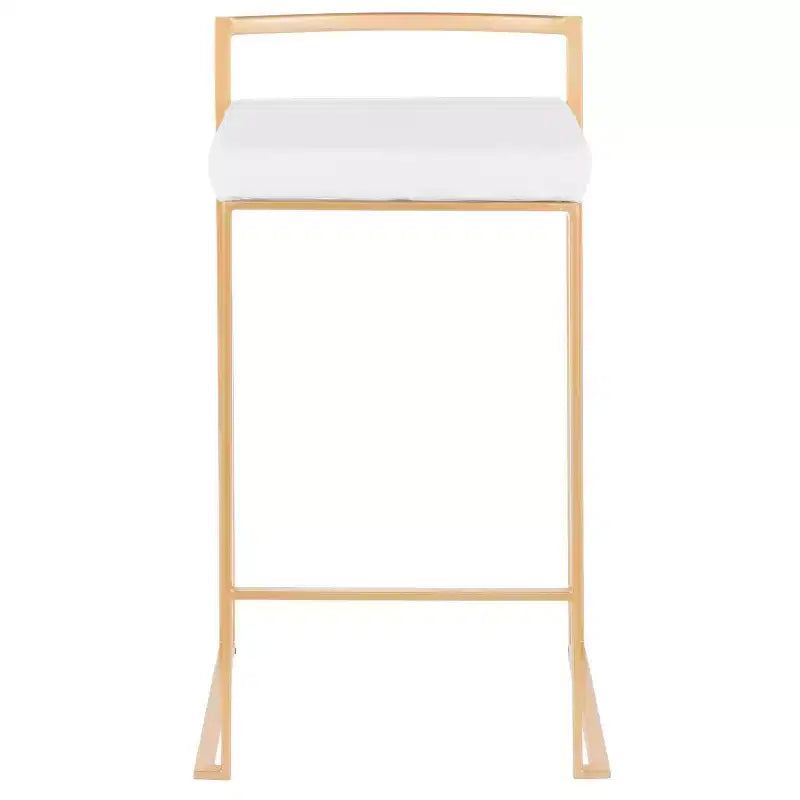 LumiSource Ensemble de 3 tabourets de bar Fuji Stacker Hauteur comptoir Velours doré/blanc