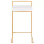 LumiSource Ensemble de 3 tabourets de bar Fuji Stacker Hauteur comptoir Velours doré/blanc