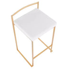LumiSource Ensemble de 3 tabourets de bar Fuji Stacker Hauteur comptoir Velours doré/blanc