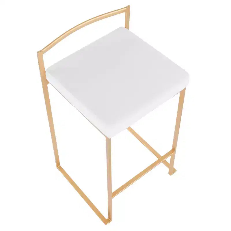LumiSource Ensemble de 3 tabourets de bar Fuji Stacker Hauteur comptoir Velours doré/blanc