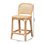 Baxton Studio Adrena Tabouret de bar à hauteur de comptoir en rotin marron naturel : Hauteur fixe, aucun assemblage, nettoyage des taches