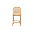 Baxton Studio Adrena Tabouret de bar à hauteur de comptoir en rotin marron naturel : Hauteur fixe, aucun assemblage, nettoyage des taches