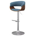 Caylor Adjustable Swivel Barstool Denim Blue - WyndenHall: Mid Century Modern, Padded Back, Steel Legs
