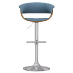 Tabouret de bar pivotant réglable Caylor bleu denim - WyndenHall : Milieu du siècle moderne, dossier rembourré, pieds en acier