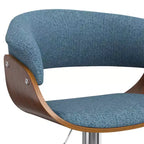 Tabouret de bar pivotant réglable Caylor bleu denim - WyndenHall : Milieu du siècle moderne, dossier rembourré, pieds en acier